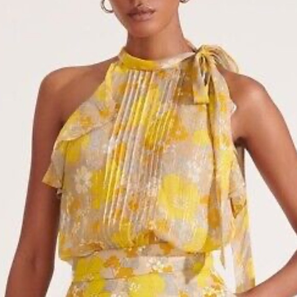 Veronica Beard Dali silk chiffon ruffle pintuck pleat sleeveless blouse floral 8 - Picture 2 of 16